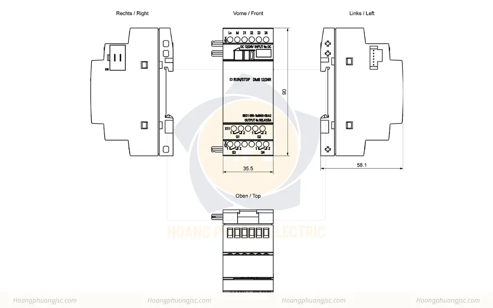 Kích thước Siemens Simatic 6ED1055-1MB00-0BA2