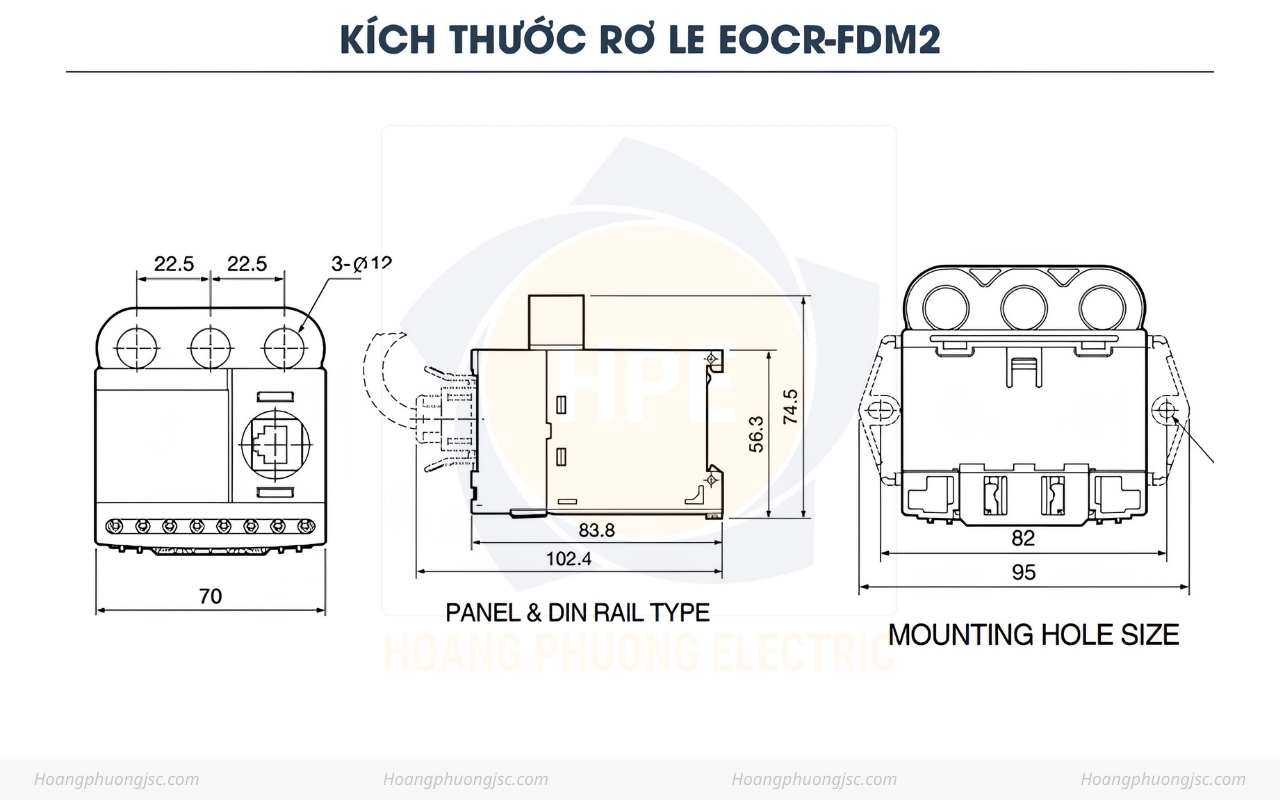 Kích thước rơ le điện rử FDM2 Schneider