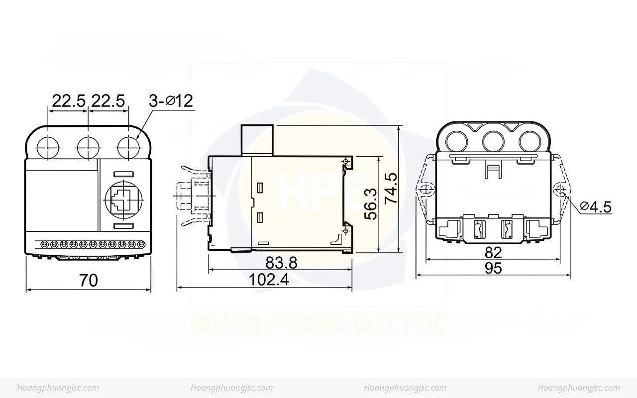 Kích thước rơ le điện rử FMSZ-WRAUWHYZ Schneider Kích thước rơ le điện rử FMSZ-WRAUWHYZ Schneider