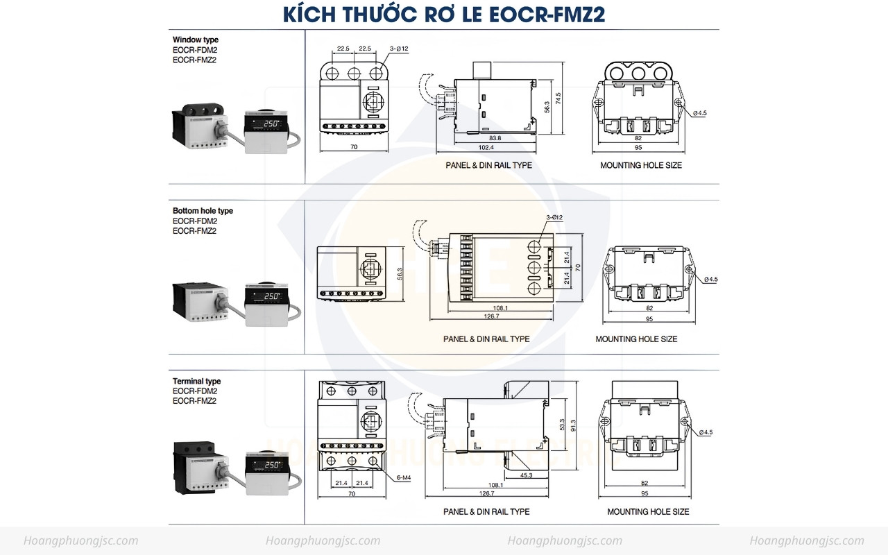 Kích thước rơ le điện rử FMZ2 Schneider