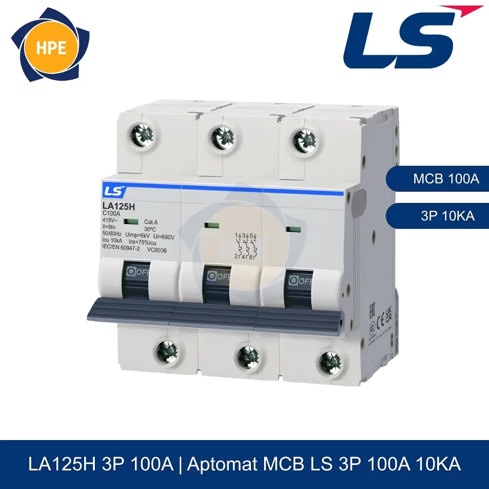 LA125H 3P 100A | Aptomat MCB 3P 100A 10kA LS
