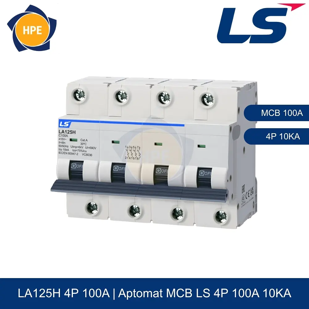 LA125H 4P 100A | Aptomat MCB 4P 100A 10kA LS