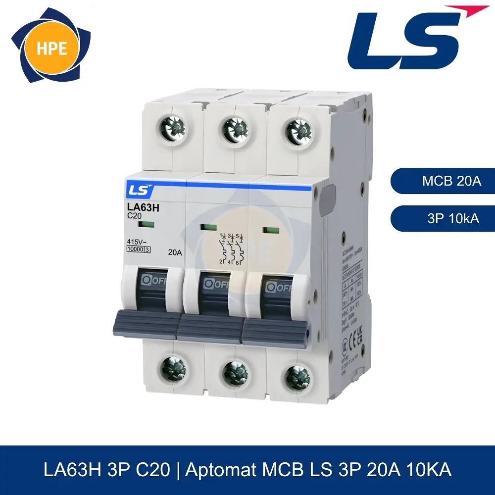 LA63H 3P 20A | Aptomat MCB 3P 20A 10kA LS