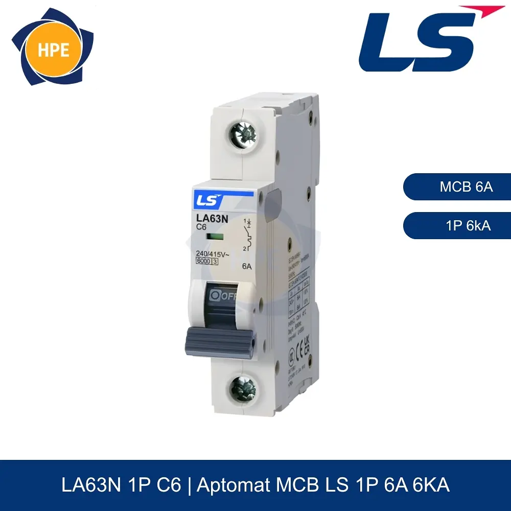LA63N 1P 6A | Aptomat MCB 1P 6A 6kA LS