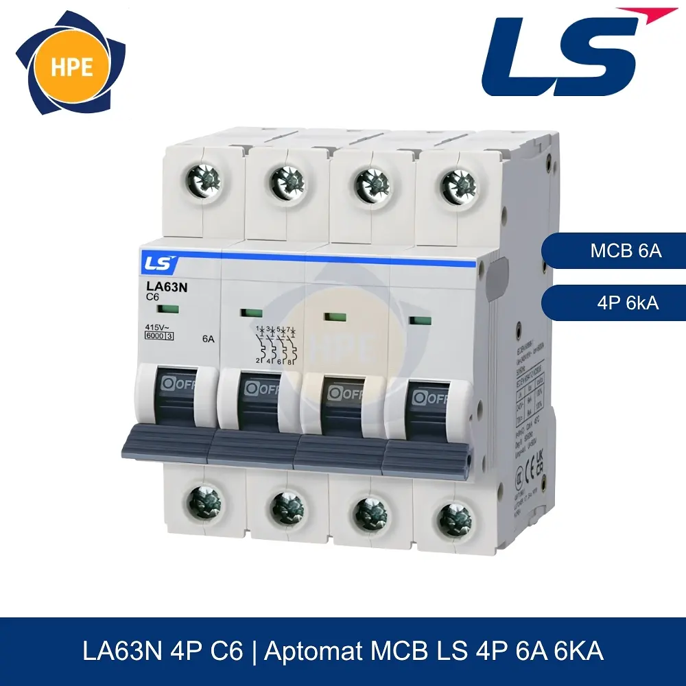 LA63N 4P 6A | Aptomat MCB 4P 6A 6kA LS