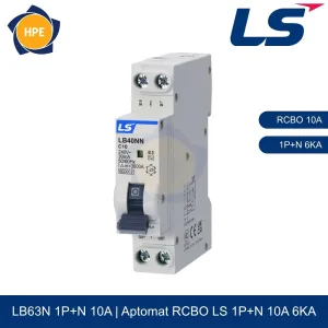 LB40NN 1P+N 10A | Aptomat chống giật RCBO 1P+N 10A 6kA LS