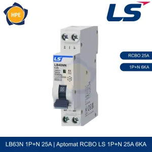LB40NN 1P+N 25A | Aptomat chống giật RCBO 1P+N 25A 6kA LS