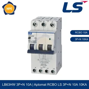 LB63HW 3P+N 10A | Aptomat chống giật RCBO 3P+N 10A 10kA LS