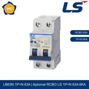 LB63N 1P+N 63A | Aptomat chống giật RCBO 1P+N 63A 6kA LS