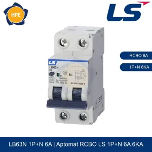 LB63N 1P+N 6A | Aptomat chống giật RCBO 1P+N 6A 6kA LS