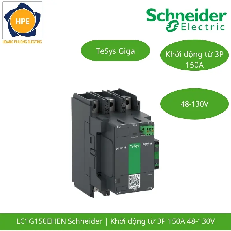 LC1G150EHEN Schneider – Contactor TeSys Giga 150A 3P Cuộn Hút 48-130VAC/DC