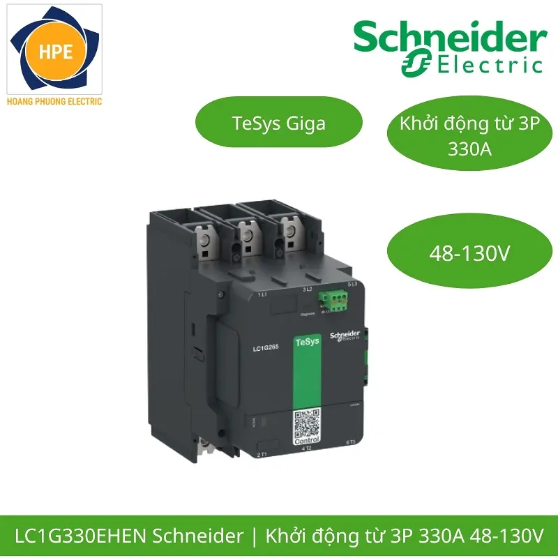 LC1G330EHEN Schneider – Contactor TeSys Giga 330A 3P Cuộn Hút 48-130VAC/DC