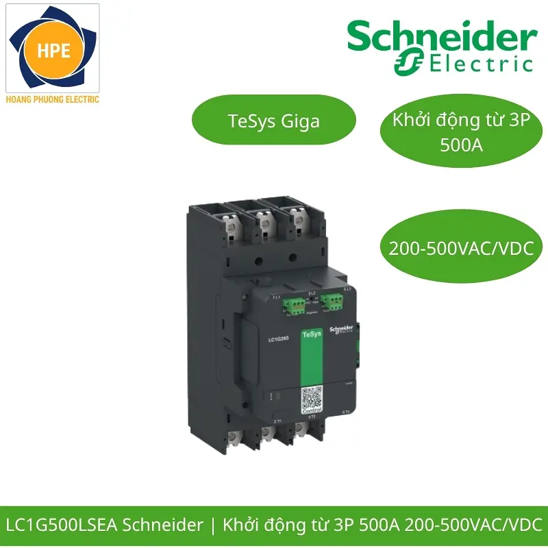 LC1G500LSEA Schneider – Contactor TeSys Giga 500A Hiệu Suất Cao