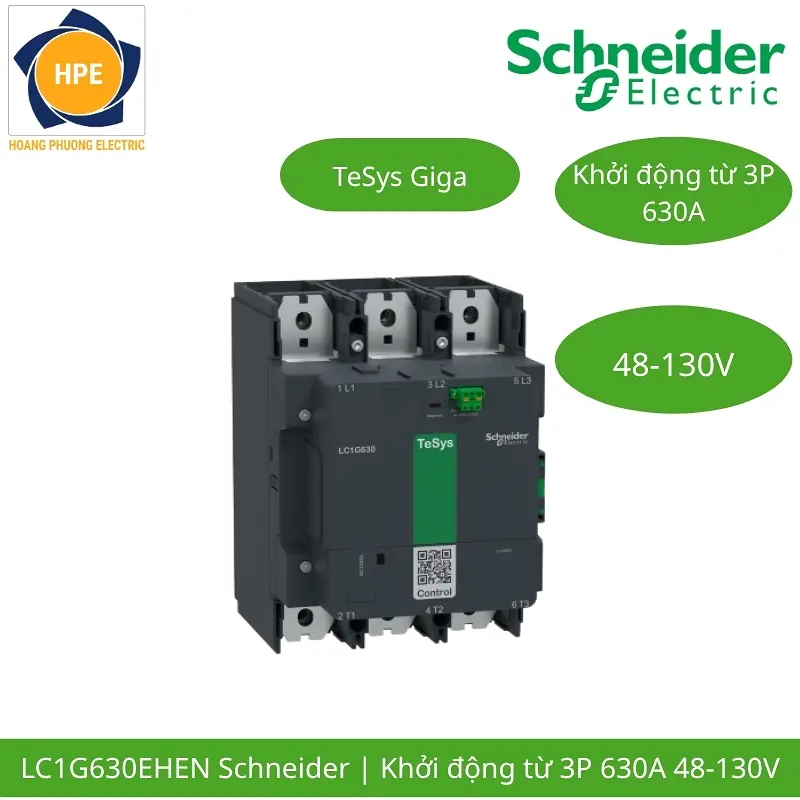 LC1G630EHEN Schneider – Contactor TeSys Giga 630A 3P Cuộn Hút 48-130VAC/DC
