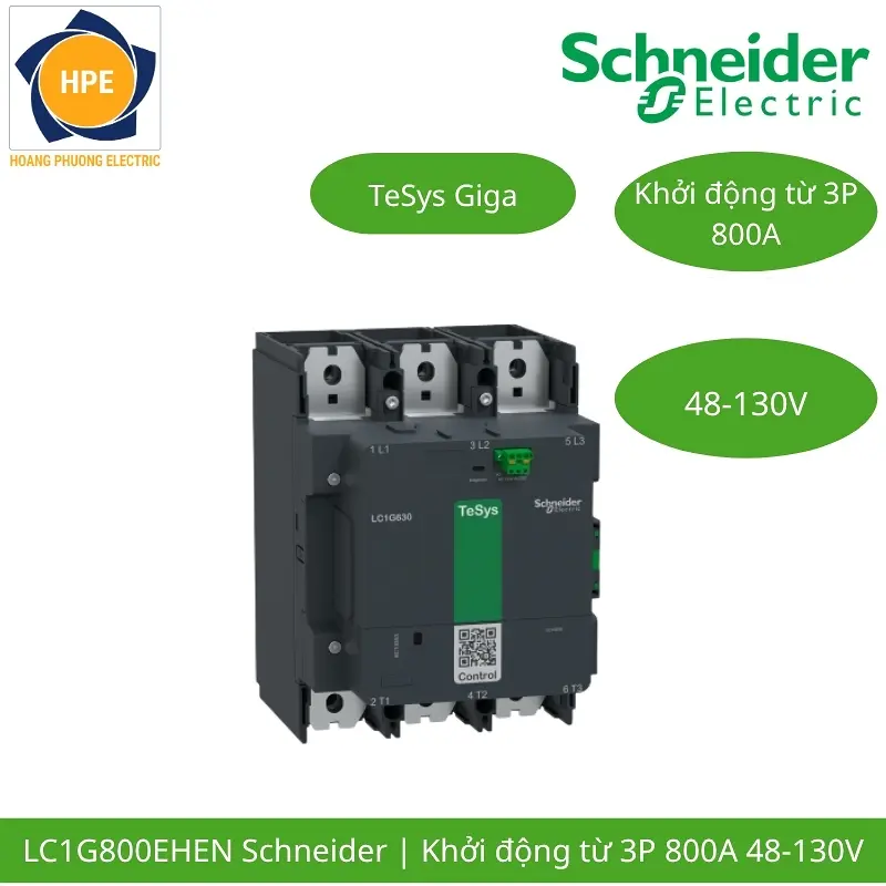LC1G800EHEN Schneider – Contactor TeSys Giga 800A 3P Cuộn Hút 48-130VAC/DC