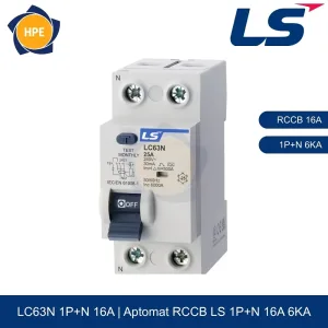 LC63N 1P+N 16A | Aptomat chống giật RCCB 1P+N 16A 6kA LS