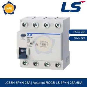 LC63N 3P+N 25A | Aptomat chống giật RCCB 3P+N 25A 6kA LS