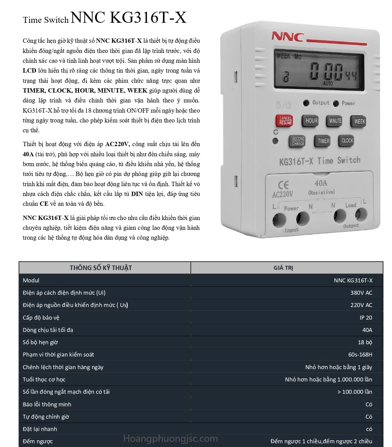Đồng hồ hẹn giờ NNC KG316T-X