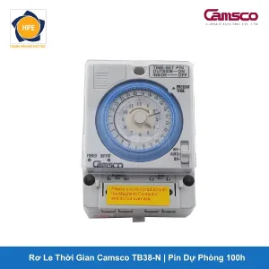 Rơ Le Thời Gian Camsco TB38-N Bộ Hẹn Giờ Cơ 24h Pin Dự Phòng 100h