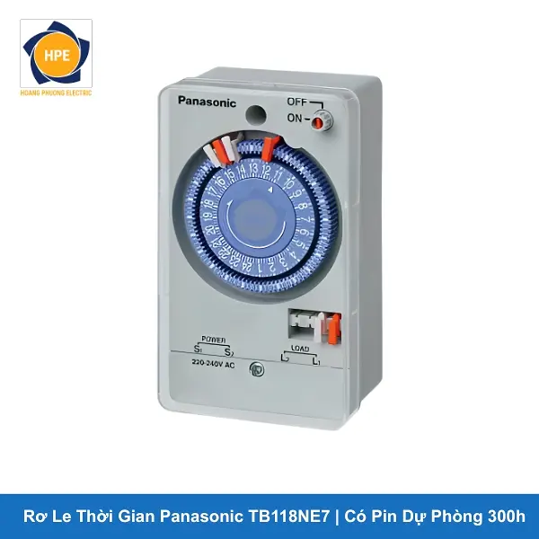 Rơ Le Thời Gian Panasonic TB118NE7 Timer Cơ 24h Có Pin Dự Phòng 300h