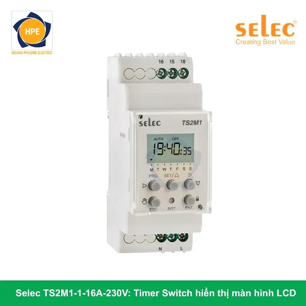 Selec TS2M1-1-16A-230V Timer Switch hiển thị màn hình LCD