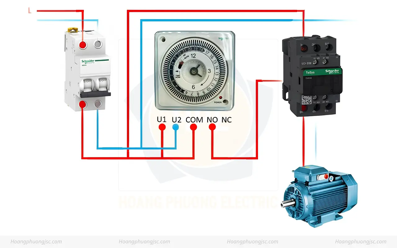 Sơ Đồ Nối Dây Bộ Hẹn Giờ Cơ Schneider CCT15101 Timer 24H 1 Kênh 16A