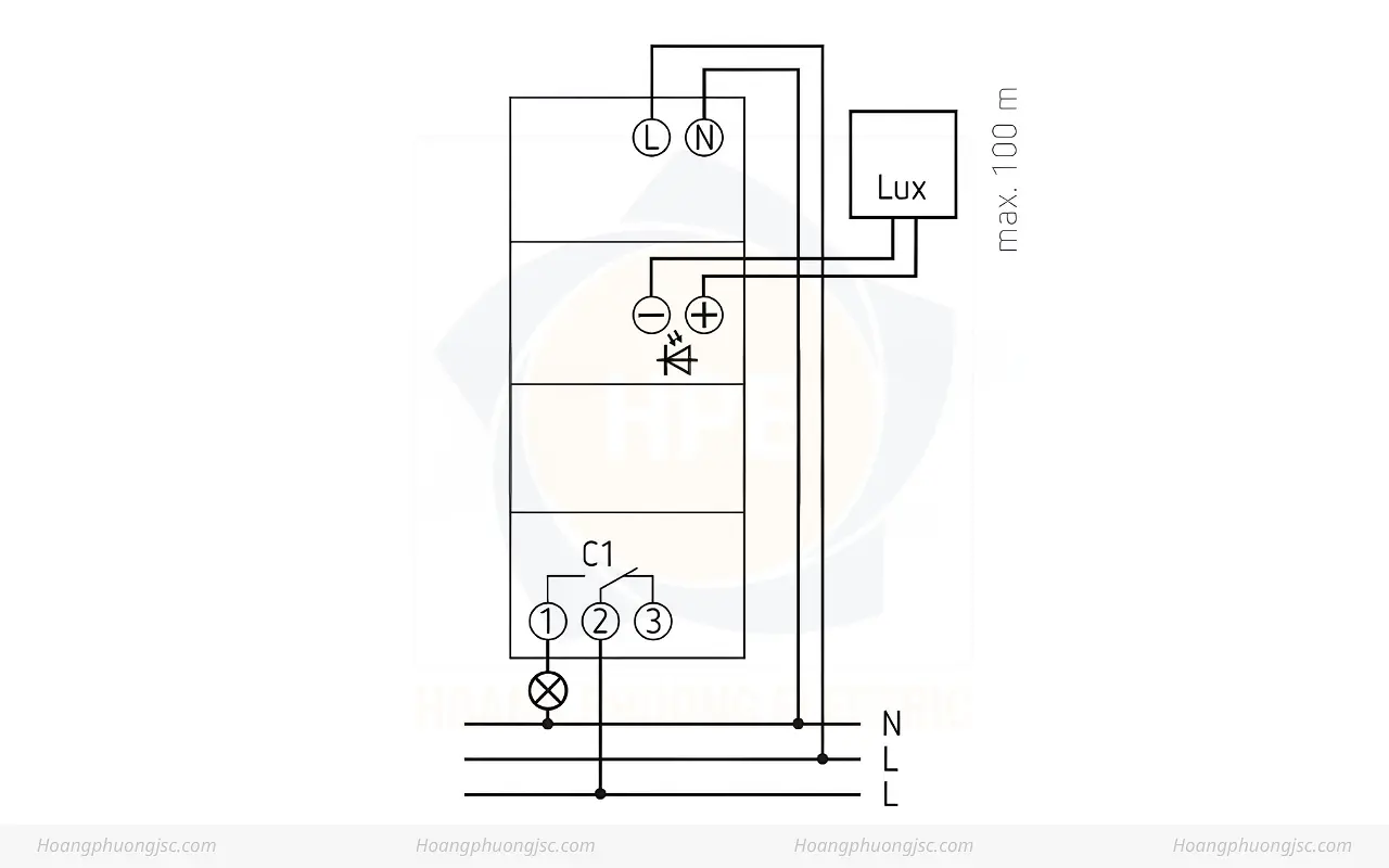 Sơ đồ cầu nối công tắc cảm biến ánh sáng theben luna 110 plus el