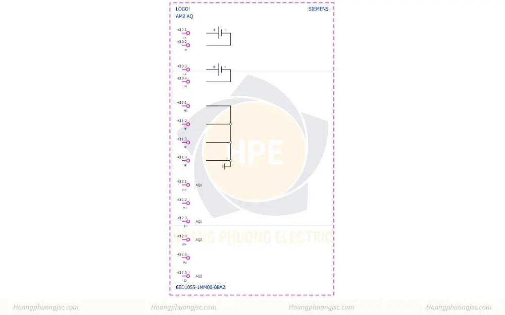 Sơ đồ đấu nối Siemens Simatic 6ED1055-1MM00-0BA2 Module mở rộng LOGO! AM2 2AO