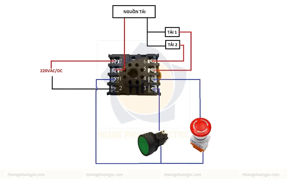 Sơ đồ đấu nối của Bộ hẹn giờ Timer Dh48s-s Berm 220vac