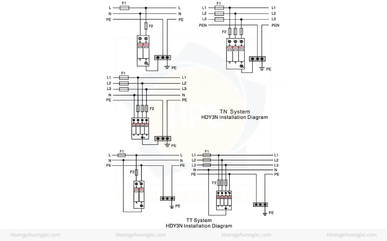 Sơ đồ kết nối chống sét lan truyền Himel HDY3N405
