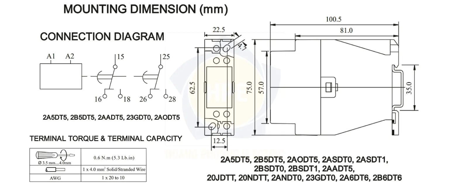 2AODT5 GIC | Rơ le cài đặt thời gian GIC 24 – 240 VAC/DC
