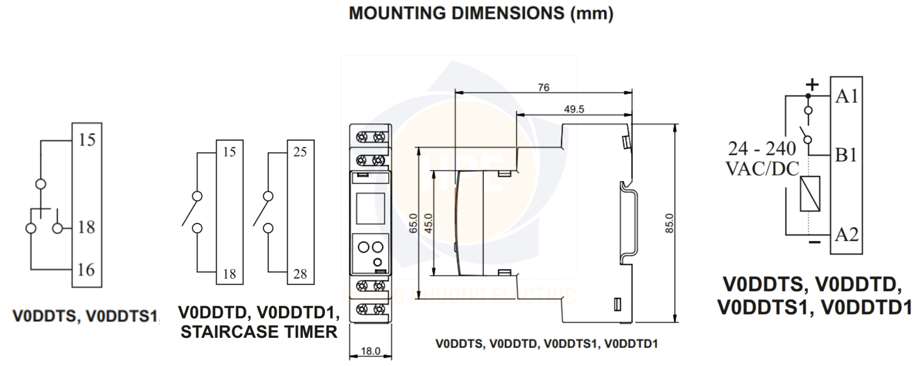 V0DDTD GIC | Rơ le cài đặt thời gian điện tử GIC 24 – 240 VAC/DC
