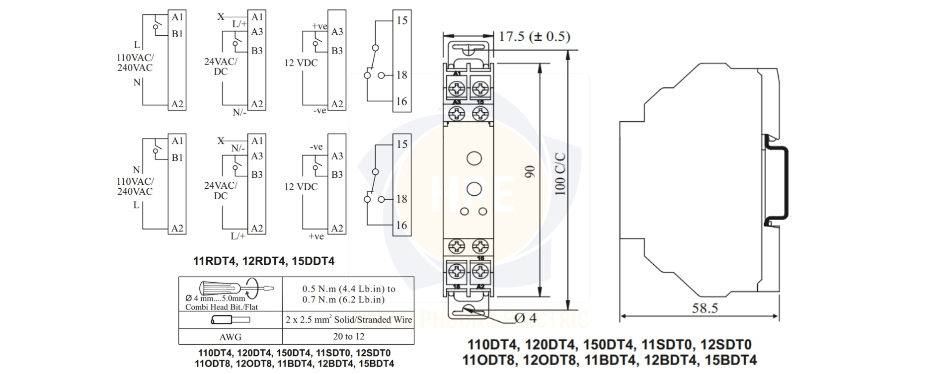12BDT4 GIC | Rơ le cài đặt thời gian GIC 240 VAC / 24 VAC/DC