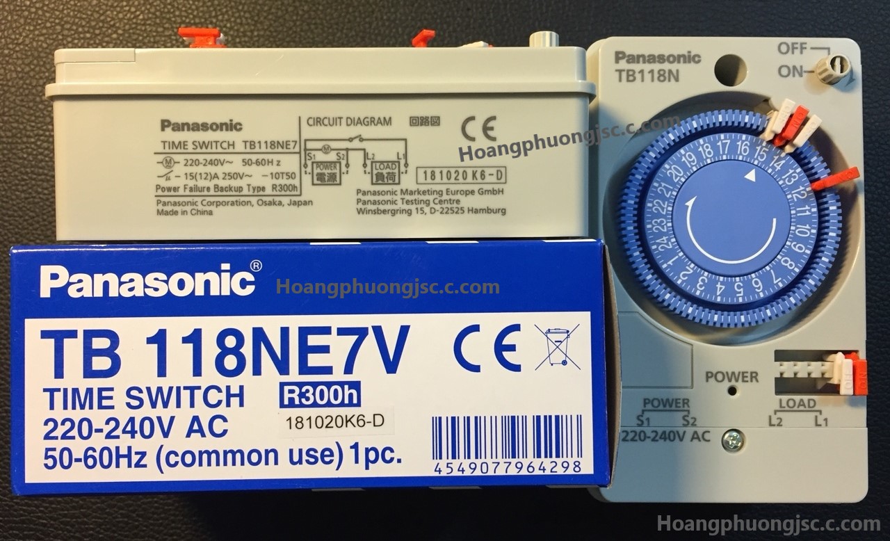 TB118N Panasonic là dòng công tắc thời gian cơ (Mechanical Time Switch) hoạt động theo chu kỳ 24 giờ, cho phép người dùng thiết lập thời gian bật/tắt thiết bị điện hoàn toàn tự động.