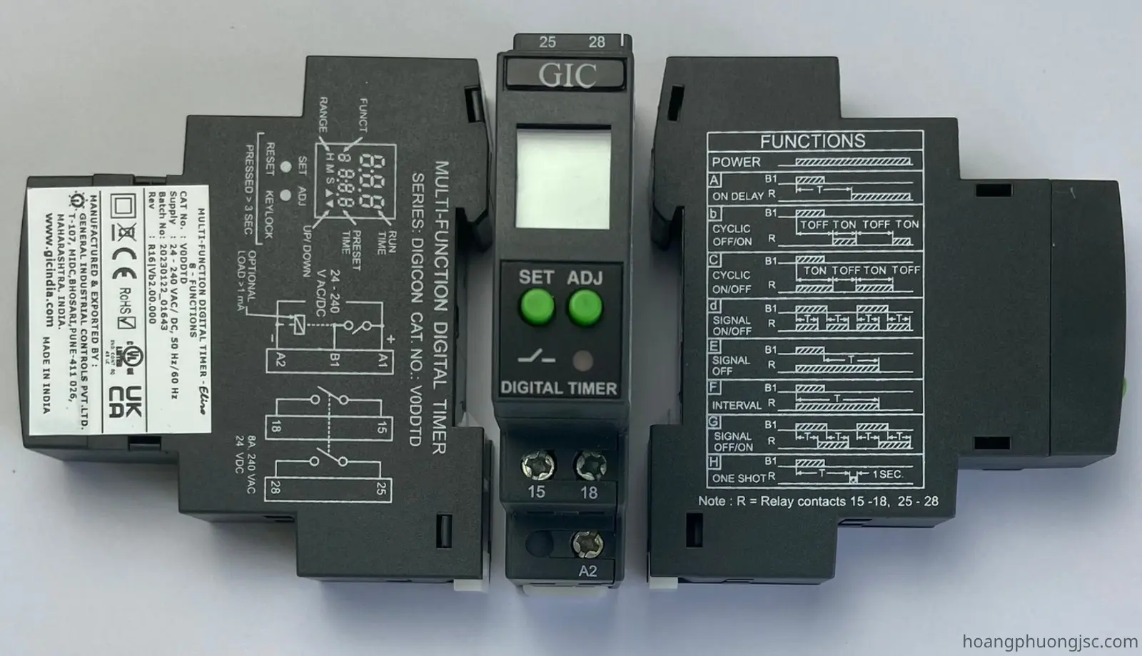 V0DDTD GIC | Rơ le cài đặt thời gian điện tử GIC 24 – 240 VAC/DC