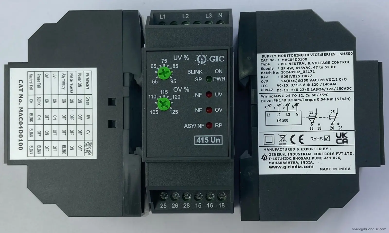 MAC04D0100 GIC | Rơ le phát hiện mất dây trung tính GIC 415VAC