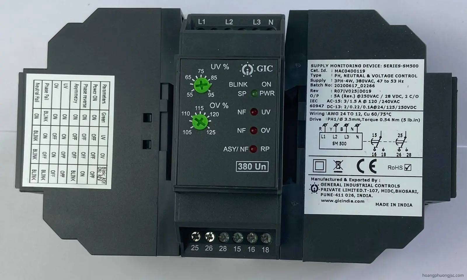 MAC04D0119 GIC | Rơ le phát hiện mất dây trung tính GIC 380VAC