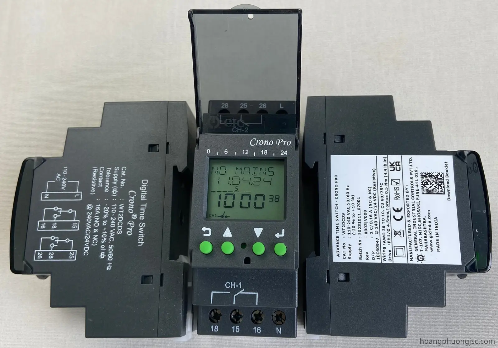 Timer thời gian thực kỹ thuật số 24 giờ GIC WT2DCDS 110V – 240V AC