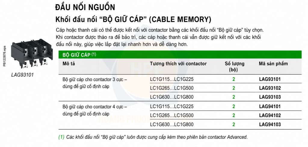 LA9G3101 | Bộ giữ cáp cho contactor TeSys Giga LC1G115-225 (3P)