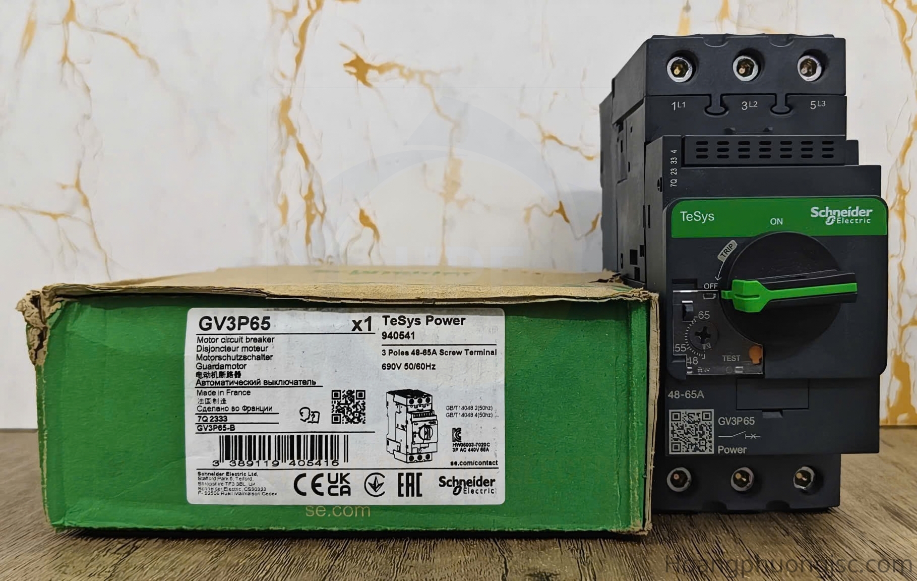 Ảnh thực tế sản phẩm CB bảo vệ động cơ Schneider GV3P65 