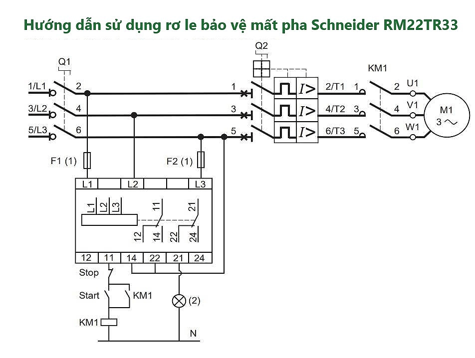 Hướng dẫn sử dụng rơ le bảo vệ mất pha Schneider RM22TR33