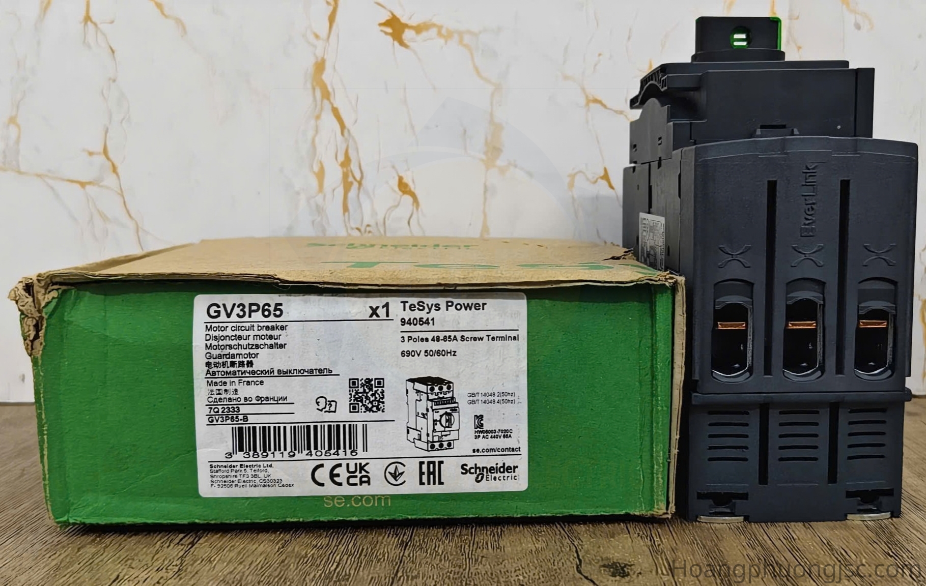 Ảnh thực tế sản phẩm CB bảo vệ động cơ Schneider GV3P65 
