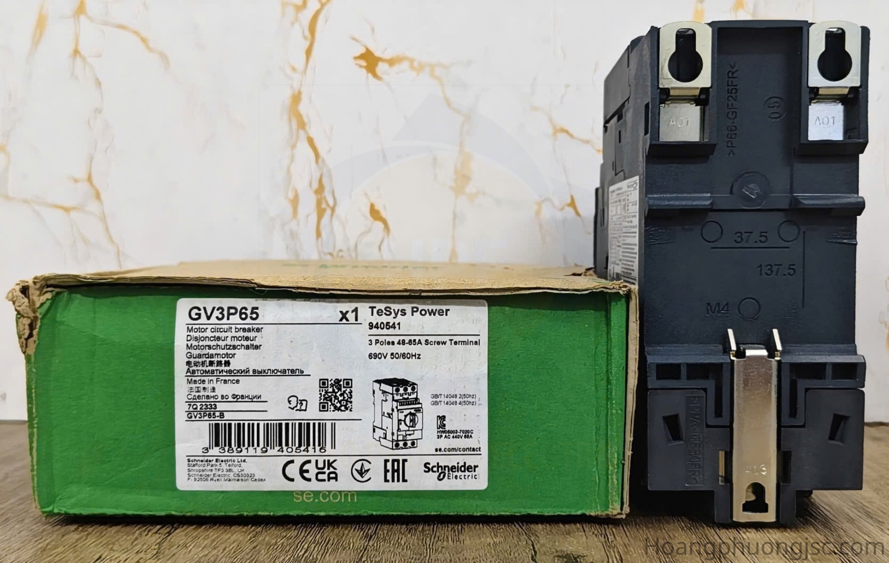Ảnh thực tế sản phẩm CB bảo vệ động cơ Schneider GV3P65 