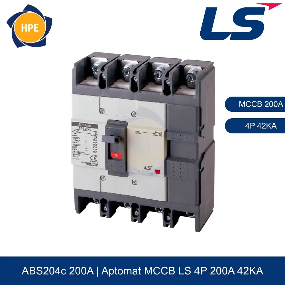 Aptomat MCCB ABS204c 4P 200A 42kA
