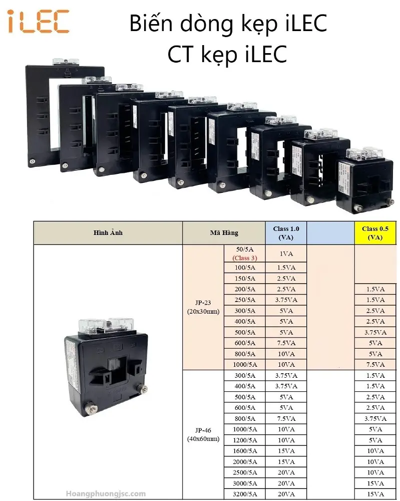 Biến dòng JP là dòng Split Core CT dạng kẹp mở tiêu chuẩn, cho phép lắp đặt mà không cần tháo dây hoặc thanh cái.