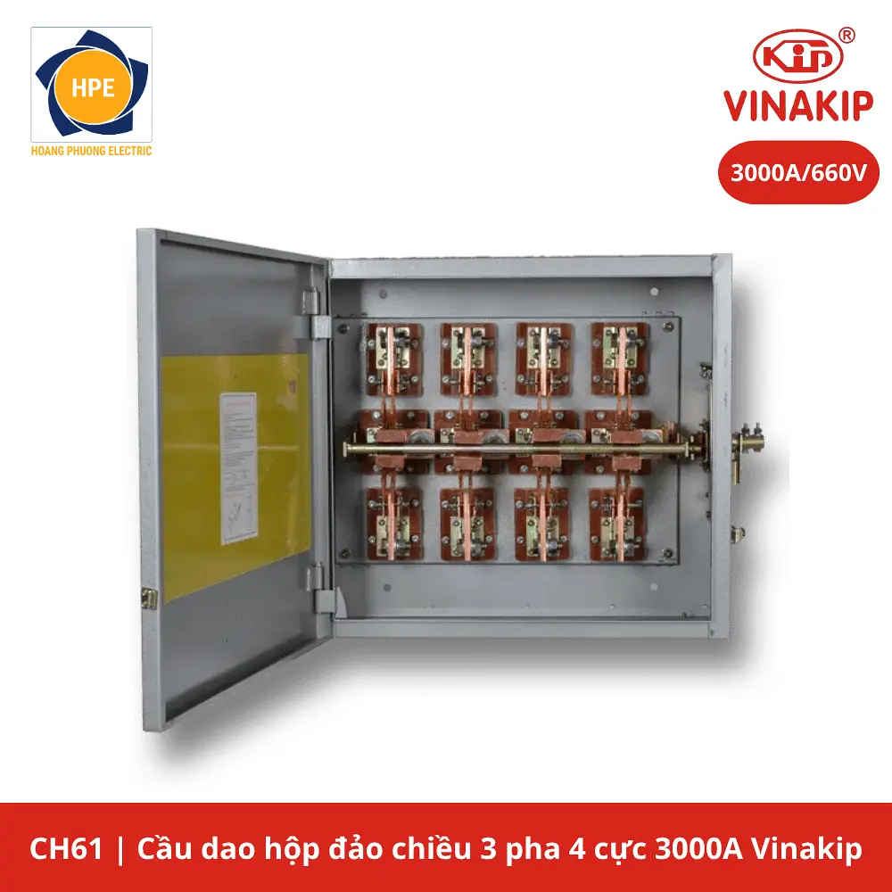 Cầu dao hộp đảo chiều 3 pha 4 cực 3000A Vinakip
