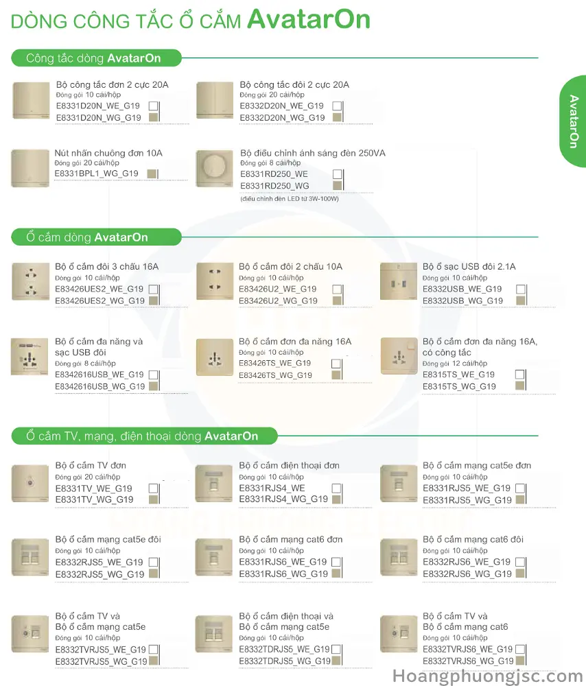 Công tắc ổ cắm AvatarOn Schneider 1