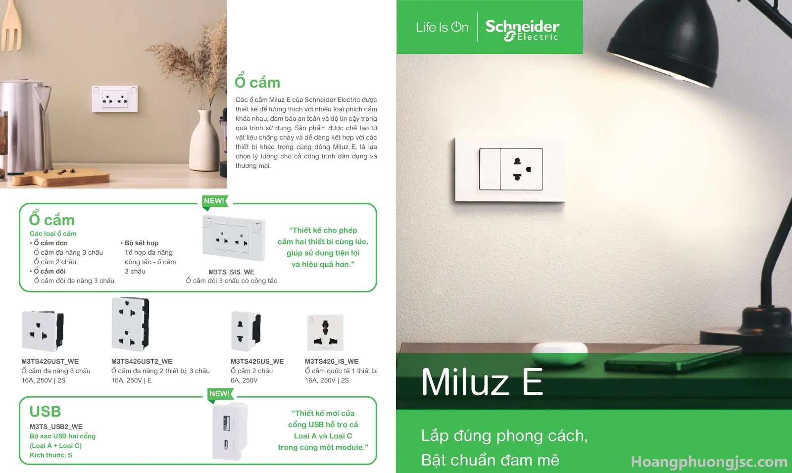 Công tắc ổ cắm Miluz E Schneider
