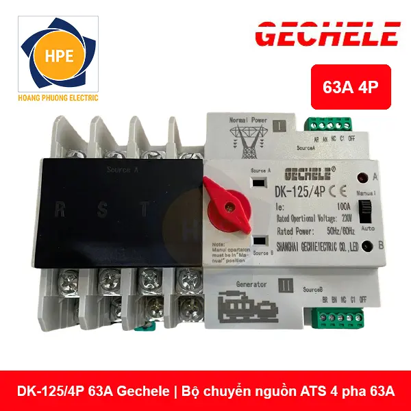 DK-125-4P 63A Gechele - Bộ chuyển nguồn ATS 4P 63A