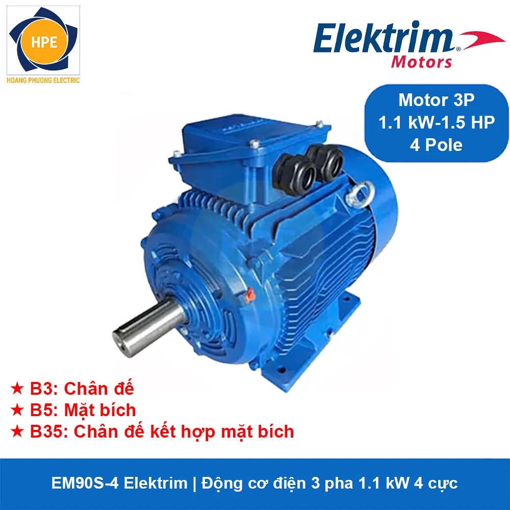 EM90S-4 Elektrim - Động cơ điện 3 pha 4 cực